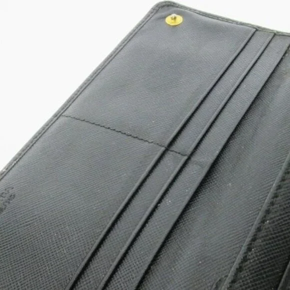 Prada Long Wallet with Coin Purse Saffiano Leather Flap Logo Black - Picture 5 of 9